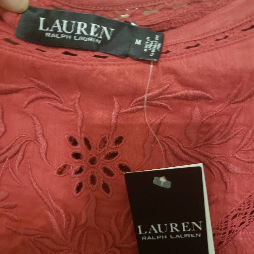 Lauren Ralph Lauren Embroidered Slub Jersey Top - NWT - Picture 10 of 14